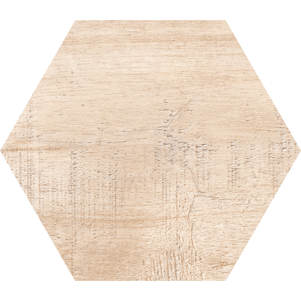 Carrelage hexagonal Sawnwood Beige 25 x 22cm, Grès cérame, pour intérieur et extérieur