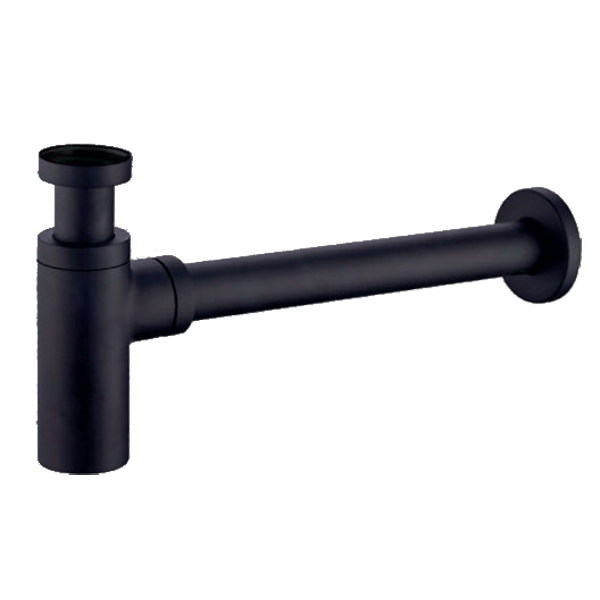 Siphon rond A&B Noir mat 40 x 26.5max cm, Métal, pour intérieur et extérieur