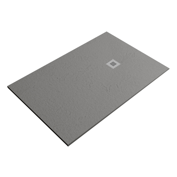 Receveur de douche Smart Slate Cemento 150x70cm 150x70x2.5cm, Gel Coat, pour intérieur et extérieur