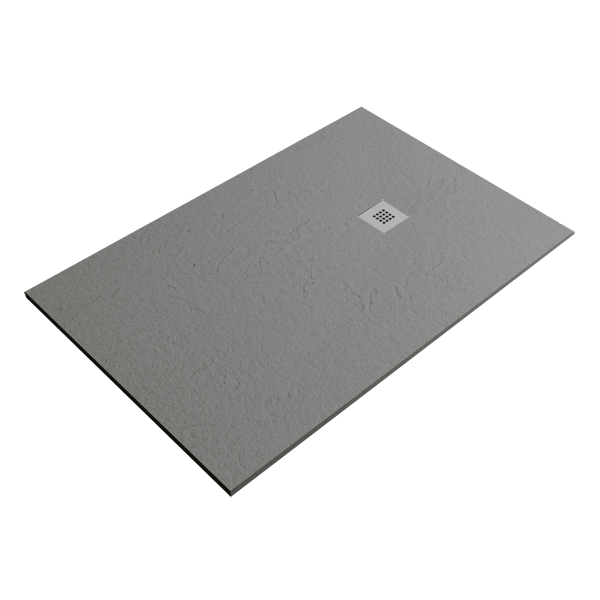 Receveur de douche Smart Slate Cemento 90x70cm 90x70x2.5cm, Gel Coat, pour intérieur et extérieur