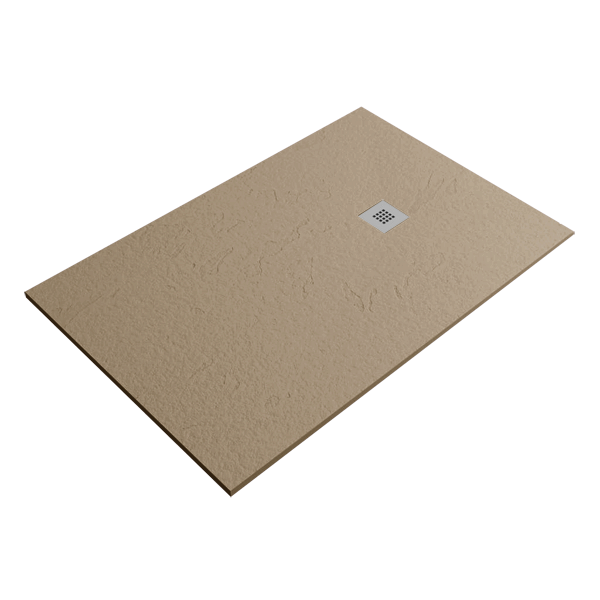 Receveur de douche Smart Slate Cream 140x70cm 140x70x2.5cm, Gel Coat, pour intérieur et extérieur