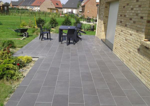 Terrasse carrelage antidérapant Tibet Gris