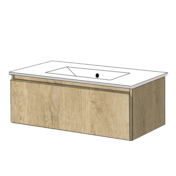 Ensemble de salle de bains Toscana 80cm 1 tiroir Bambu avec vasque , Melaminé, pour intérieur et extérieur