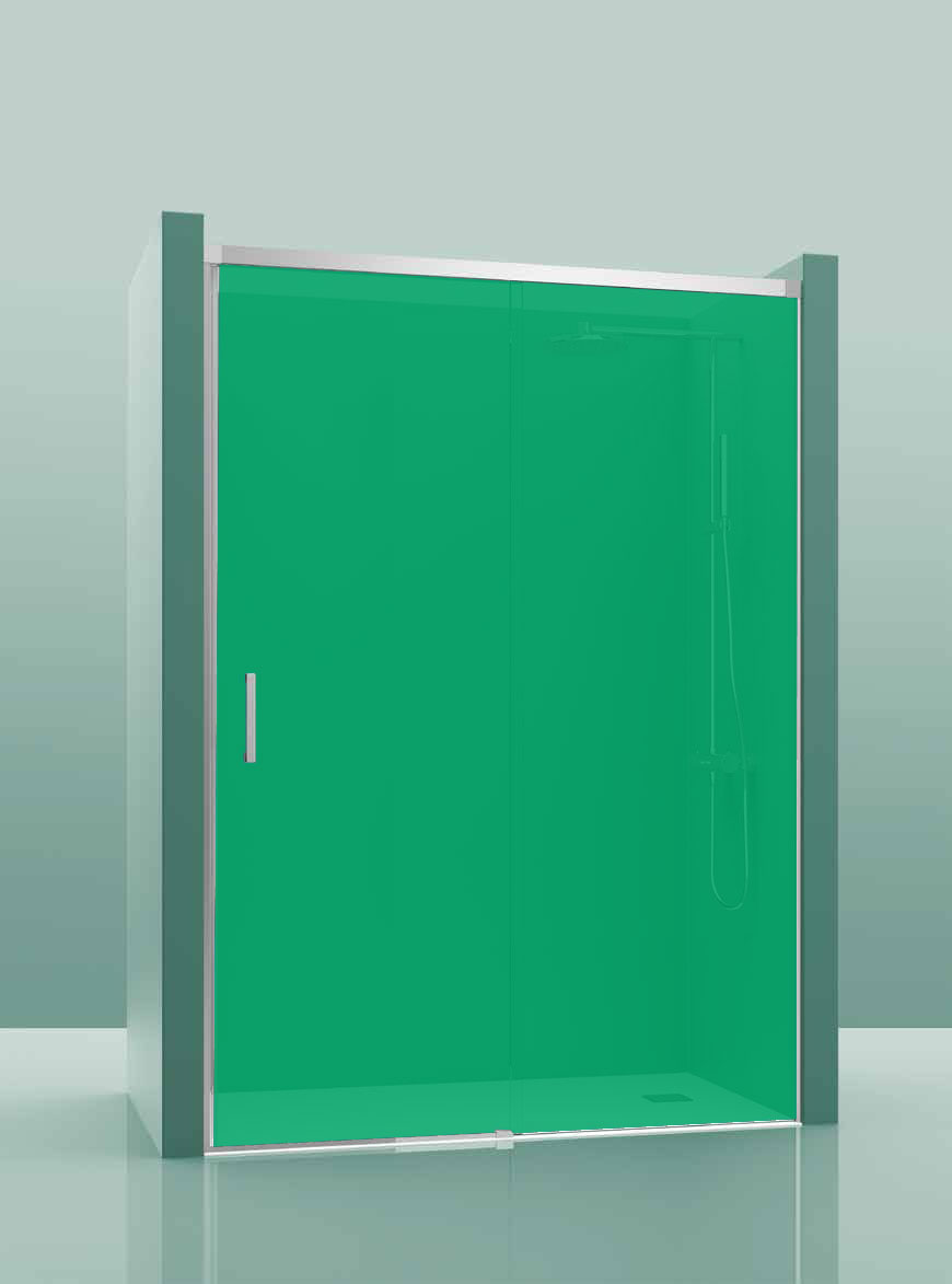 Paroi de douche COSMOS-100 - installation de 135 à 139cm - décor vert 135-139cm, \