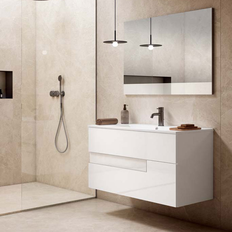 Ensemble meuble VISION + vasque céramique FLAT - 80cm Nieves/Blanc 80x55x45cm, Melaminé, pour
