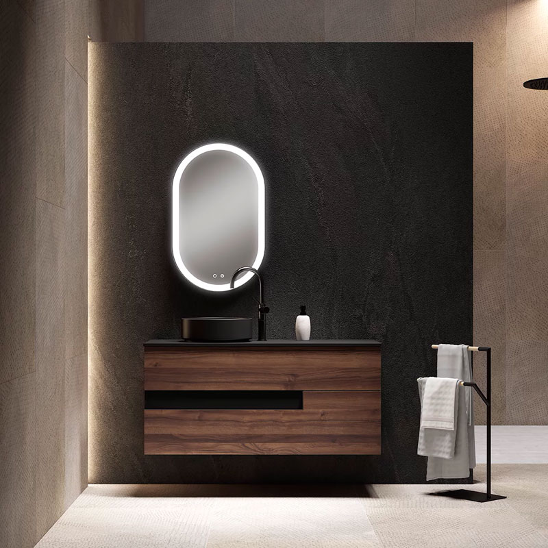 Ensemble meuble VISION + double vasque céramique FLAT - 120cm Valenti/Noir 120x55x45cm, Melaminé, pour