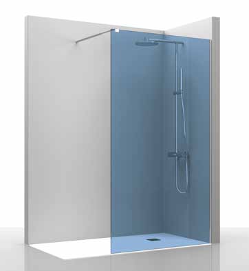 Paroi de douche WALK-IN - 70cm verre décor parsol azul 70cm, , pour intérieur et extérieur