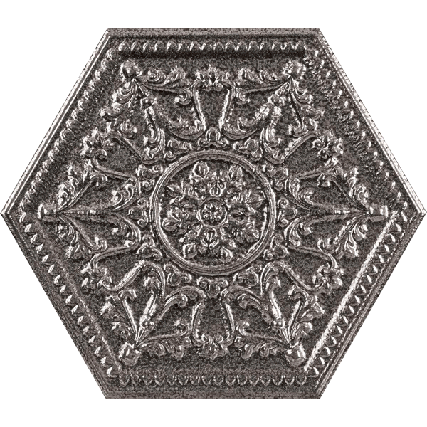 carrelage hexagonal Zinc Silver décor natural 30 x 25cm, Grès cérame, pour intérieur et extérieur