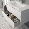 Ensemble meuble de salle de bains Siri 100 cm 2 tiroirs laqué blanc brillant