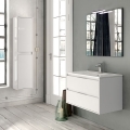 Ensemble meuble de salle de bains Siri 80 cm 2 tiroirs laqué blanc brillant