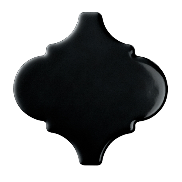 Faïence Bondi Arabesque Black Brillant 15 x 15cm, Pate blanche, pour intérieur et extérieur