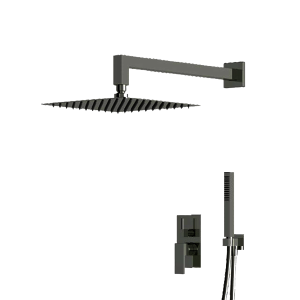 douche encastrée 2 sorties PIXEL noir mat CT2227645 39.25cm, Laiton, pour
