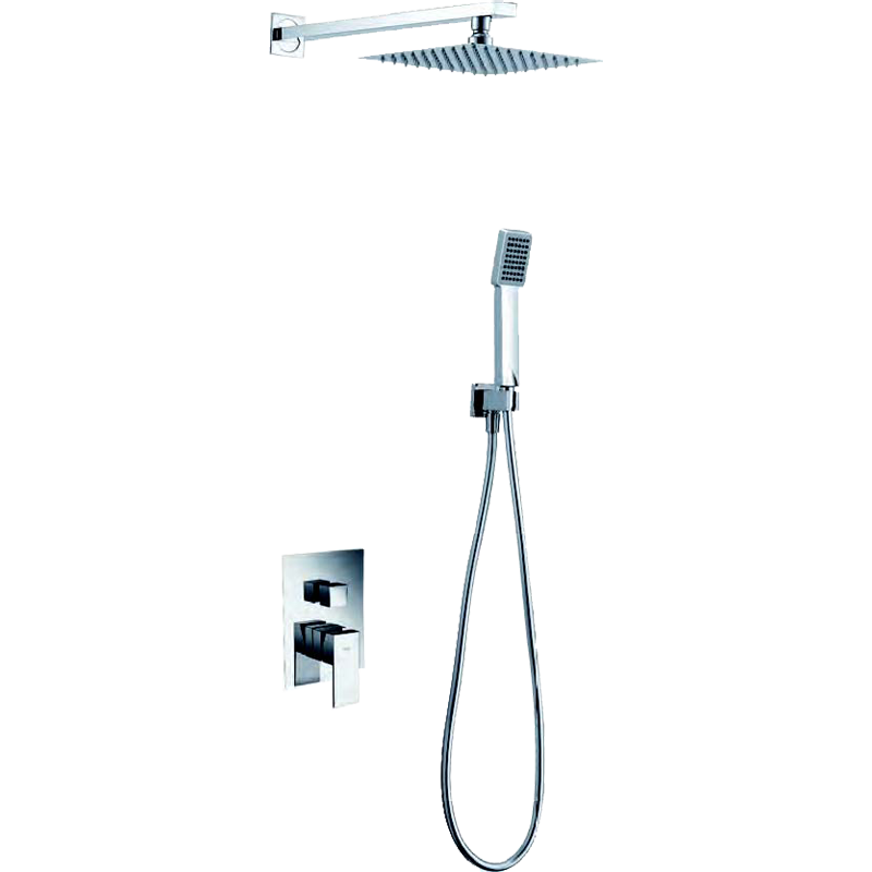 Set de douche encastré DUBLIN chrome - GPE006 25cm, Laiton, pour intérieur et extérieur