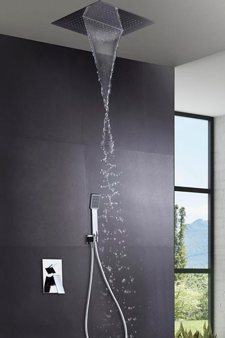 Douche à encastrer MALAGA - GTS020 40 x 40cm, Laiton, pour intérieur et extérieur