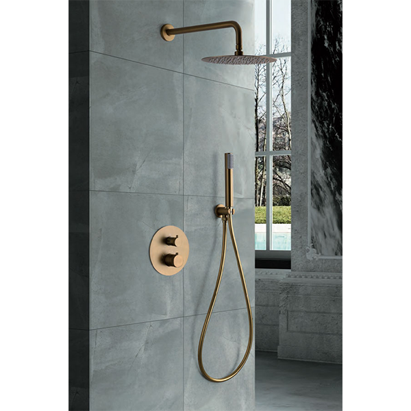 Douche encastrée Thermostique LINE Or brossé GTD038-OC 40x25cm, \