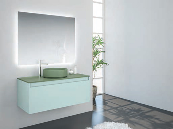 Ensemble Meuble LeMans Bath Blanc Brillant 100cm (1tiroir) 100 x 40cm, Melaminé, pour intérieur et extérieur