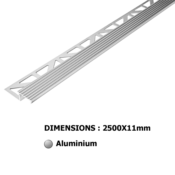 11mm - alu nez de marche 2.5m Durastep - DSTOAE 110 DURAL , Aluminium, pour intérieur et extérieur
