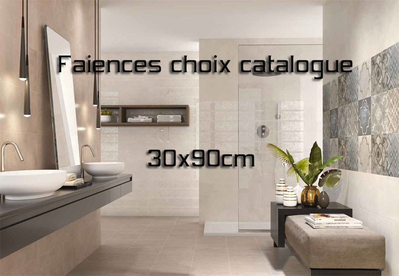 Catalogue faience 30x90cm 30cmx90cm, Pate blanche, pour intérieur