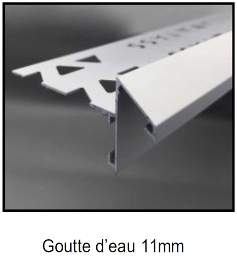 Profil Goutte d'eau balcon luxp - GE 11mm 2500x11mm, Aluminium, pour intérieur et extérieur