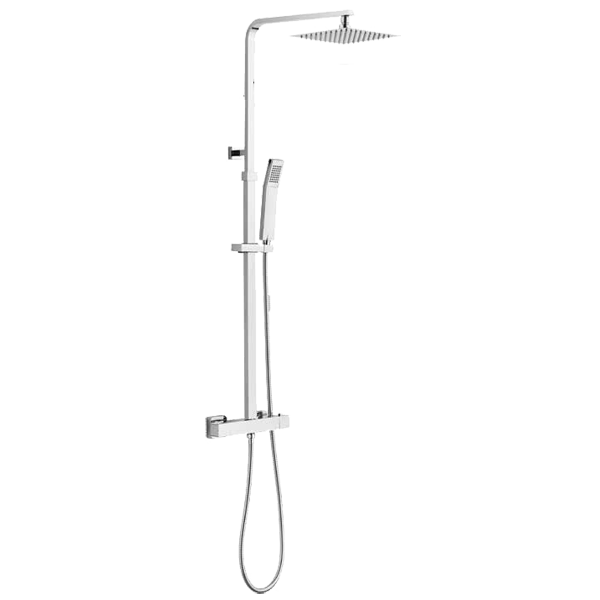 Colonne de douche Cuadrada chrome 135H x 34P, Laiton, pour intérieur et extérieur